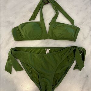 Perry Ellis Green Bikini with Tie Details